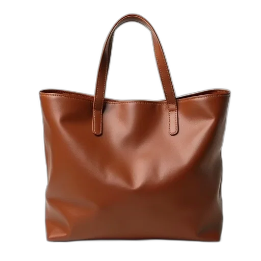 3d render, earth tones, plain, brown, leather, tote, bag, simple transparent PNG cut-out