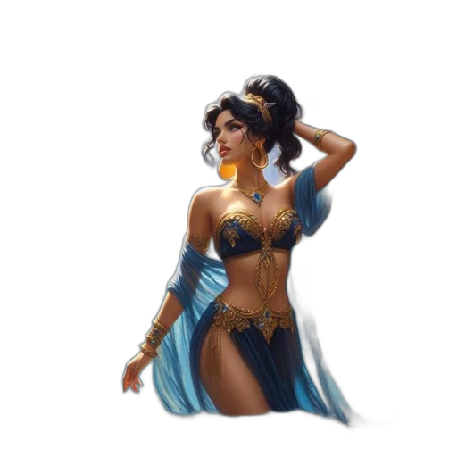 jewelry, dress, fantasy art, concept art, comic book art, pixel art, blue, golden transparent PNG cut-out