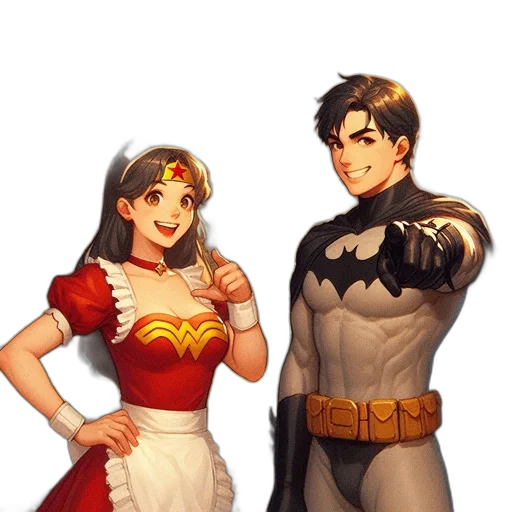 dress, comic book art, concept art, pixel art, cartoon, two, animated, characters transparent PNG cut-out
