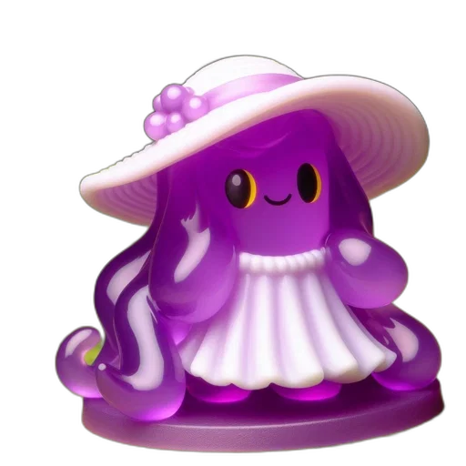 hat, crown, creature, dress, 3d render, concept art, vaporwave, pixel art transparent PNG cut-out