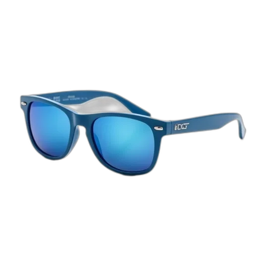 blue, pair, sunglasses, frame, mirrored, lenses, displayed, against transparent PNG cut-out