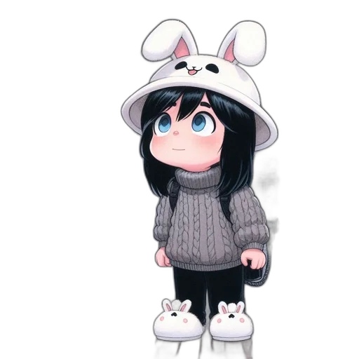 hat, creature, animal, jacket, cartoon, 3d render, anime, concept art transparent PNG cut-out