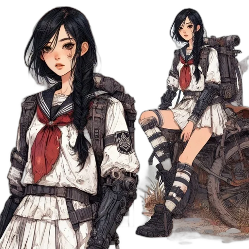jacket, concept art, fantasy art, anime, watercolor, monochrome, dark, red transparent PNG cut-out