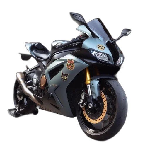 3d render, photorealistic, concept art, modern, grey, motorcycle, yellow, black transparent PNG cut-out