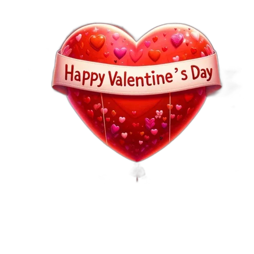 3d render, colorful, valentine, day, celebration, illustration, heart-shaped, balloon transparent PNG cut-out