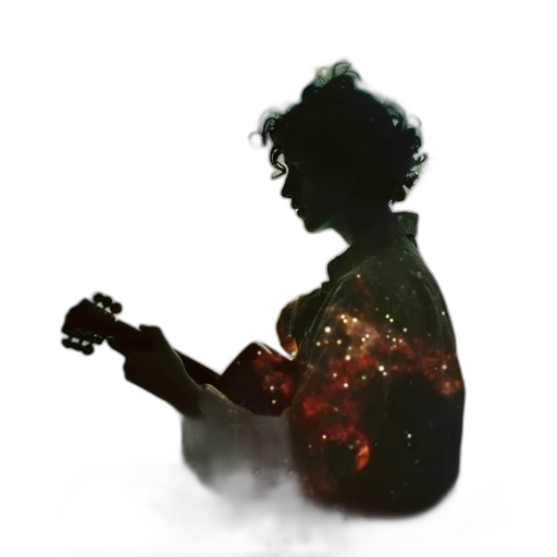concept art, photorealistic, pixel art, watercolor, outer space, fire, woman, curly transparent PNG cut-out