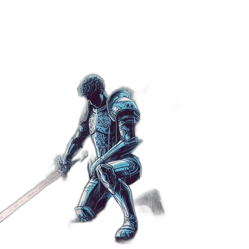 sword, robot, weapon, staff, concept art, fantasy art, comic book art, watercolor transparent PNG cut-out