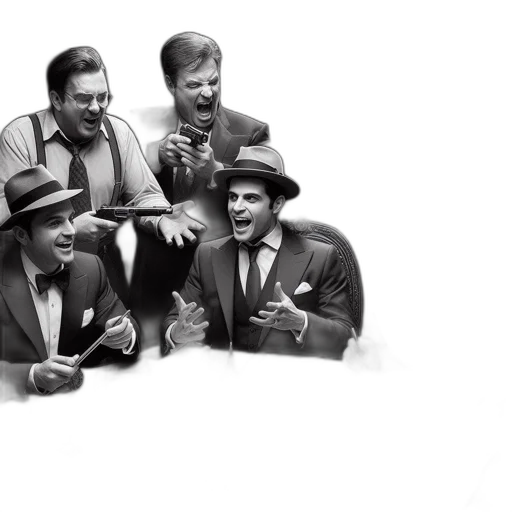 concept art, fire, city street, circa, 1930s-40s, setting, group, men transparent PNG cut-out