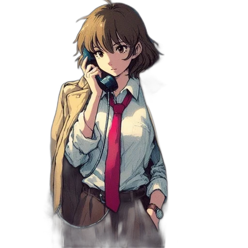 jacket, staff, weapon, face, concept art, anime, pixel art, watercolor transparent PNG cut-out