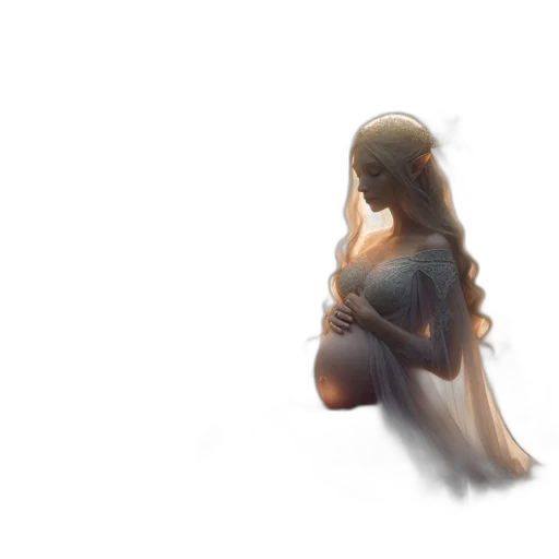 dress, crown, creature, hair, concept art, fantasy art, 3d render, photorealistic transparent PNG cut-out