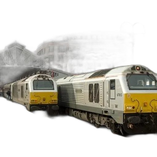 photorealistic, 3d render, concept art, two, trains, station, modern, buildings transparent PNG cut-out