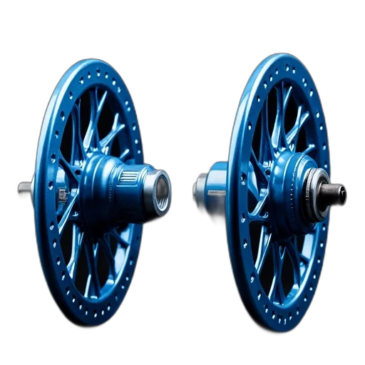 3d render, blue, two, bicycle, wheel, hubs, intricate, designs transparent PNG cut-out