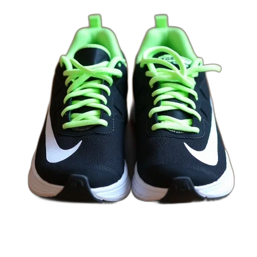 shoes, weapon, 3d render, photorealistic, green, neon, pair, black transparent PNG cut-out
