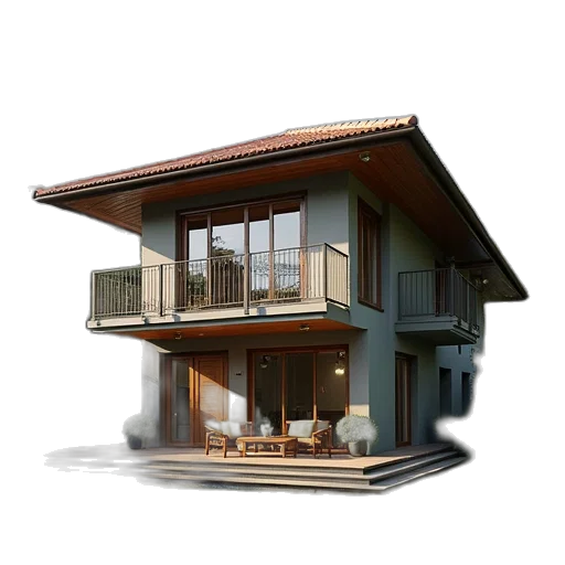 building, furniture, 3d render, photorealistic, concept art, pixel art, earth tones, house transparent PNG cut-out