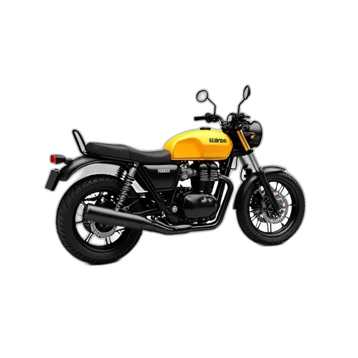 photorealistic, 3d render, yellow, black, motorcycle, side, mirror, right transparent PNG cut-out