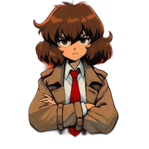 jacket, staff, face, hair, anime, pixel art, cartoon, concept art transparent PNG cut-out