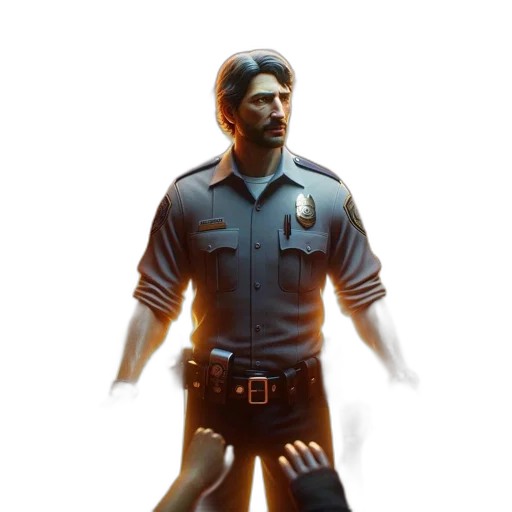 staff, jacket, weapon, face, concept art, 3d render, pixel art, photorealistic transparent PNG cut-out