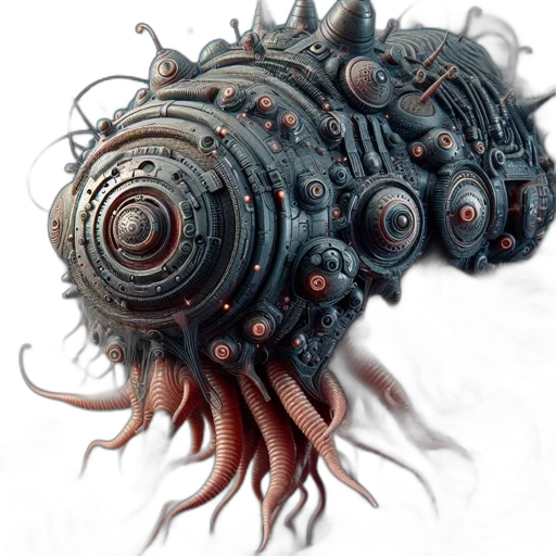creature, robot, mask, weapon, concept art, fantasy art, cyberpunk, photorealistic transparent PNG cut-out