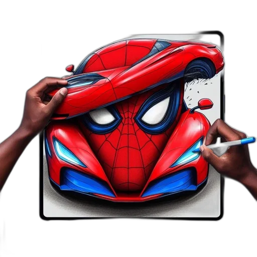 mask, face, car, concept art, comic book art, 3d render, photorealistic, artistically transparent PNG cut-out
