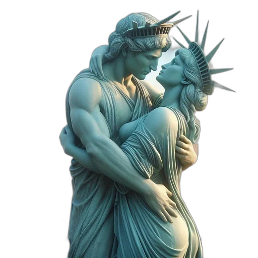 dress, weapon, photorealistic, concept art, vaporwave, 3d render, statue, liberty transparent PNG cut-out