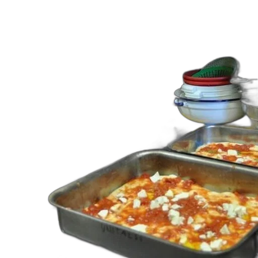 food, 3d render, kitchen, several, trays, including, lasagna, pizza transparent PNG cut-out