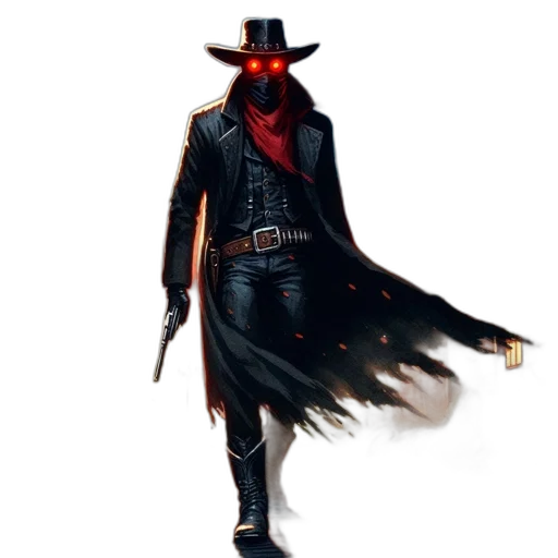 jacket, hat, staff, weapon, concept art, comic book art, fantasy art, pixel art transparent PNG cut-out