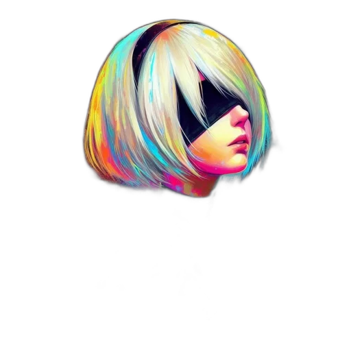 hair, mask, face, hat, vaporwave, cyberpunk, pixel art, anime transparent PNG cut-out
