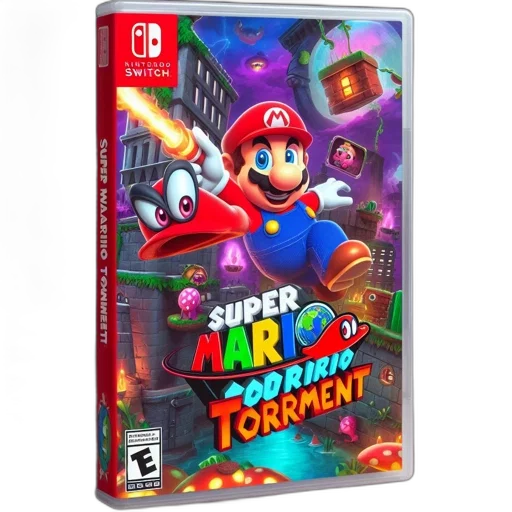 weapon, concept art, mario, jumps, dynamically, across, vibrant, cityscape transparent PNG cut-out