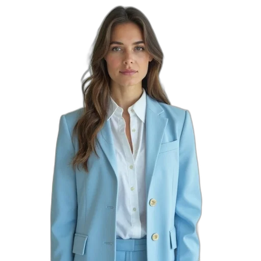 jacket, blue, pastel, colorful, woman, wearing, light, business transparent PNG cut-out