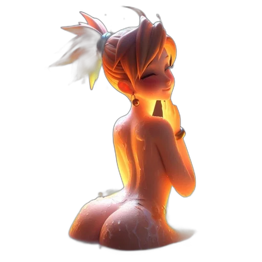 creature, staff, concept art, 3d render, fantasy art, cartoon, fire, enchanted transparent PNG cut-out