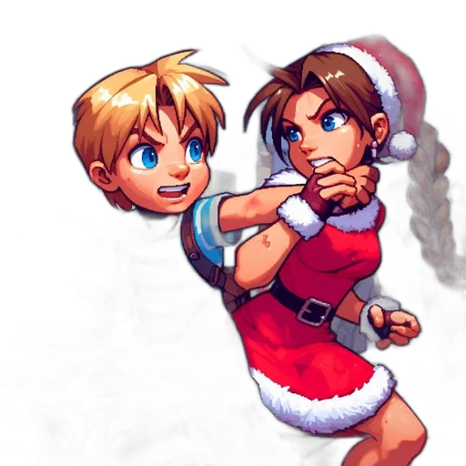 pixel art, concept art, comic book art, fantasy art, snow, two, animated, characters transparent PNG cut-out