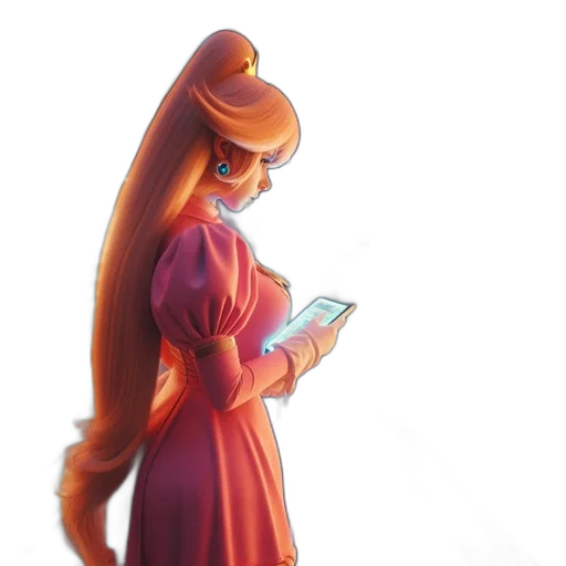 dress, staff, hair, crown, concept art, fantasy art, 3d render, pixel art transparent PNG cut-out