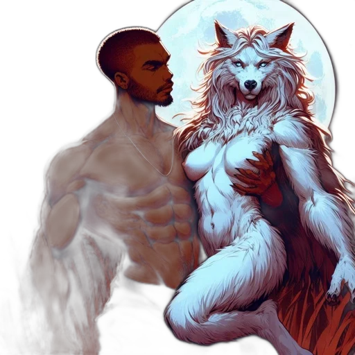 creature, fantasy art, concept art, comic book art, watercolor, shirtless, man, defined transparent PNG cut-out