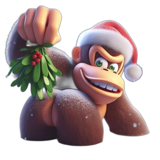 animal, creature, 3d render, concept art, photorealistic, animated, gorilla, santa transparent PNG cut-out