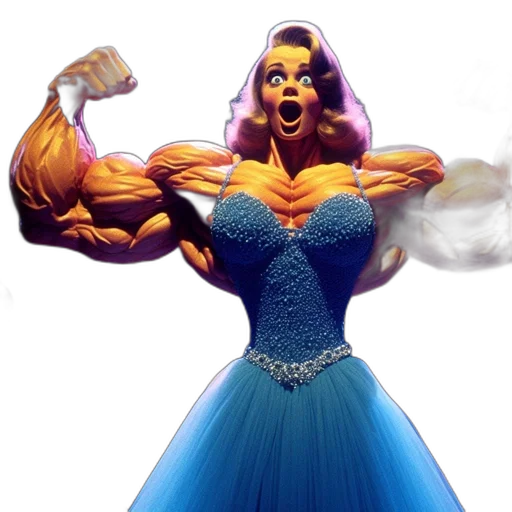 dress, concept art, comic book art, 3d render, fantasy art, woman, exaggerated, muscles transparent PNG cut-out