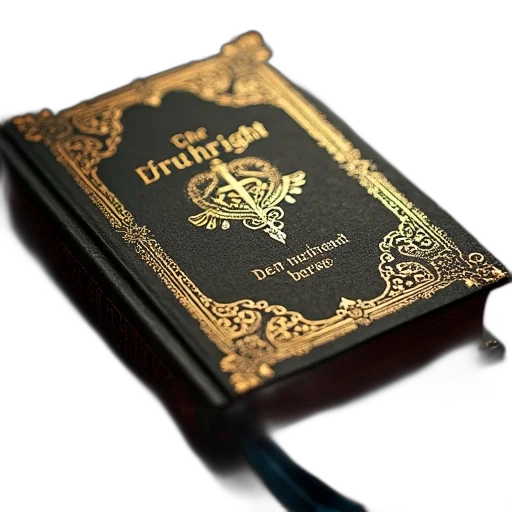 3d render, book, title, bound, birthright, written, gold, top transparent PNG cut-out