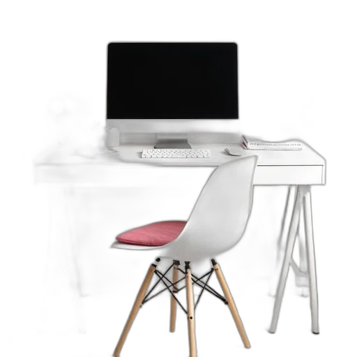 furniture, staff, 3d render, concept art, modern, white, desk, computer transparent PNG cut-out