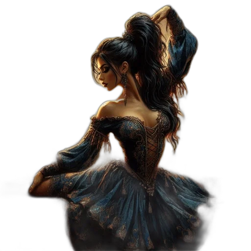 dress, mask, crown, hair, fantasy art, concept art, photorealistic, oil painting transparent PNG cut-out