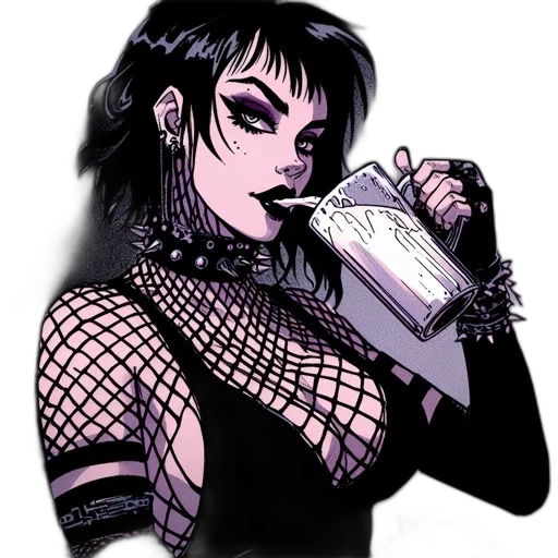 comic book art, cyberpunk, cartoon, concept art, monochrome, animated, gothic, figure transparent PNG cut-out