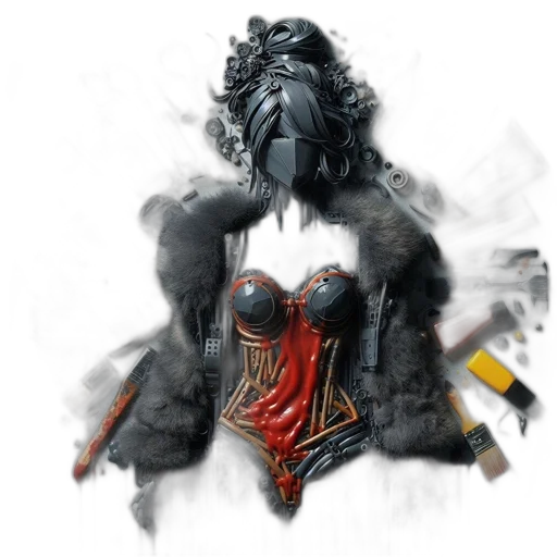 mask, creature, dress, concept art, fantasy art, comic book art, 3d render, artistic transparent PNG cut-out