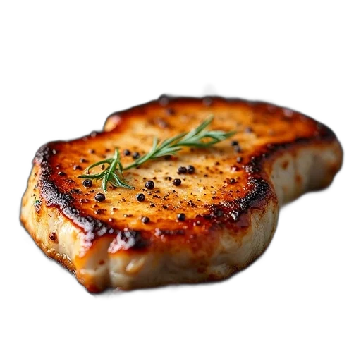 food, jacket, photorealistic, 3d render, close-up, image, pan-seared, pork transparent PNG cut-out