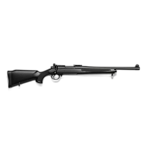 weapon, silver, rifle, black, stock, barrel, displayed, against transparent PNG cut-out