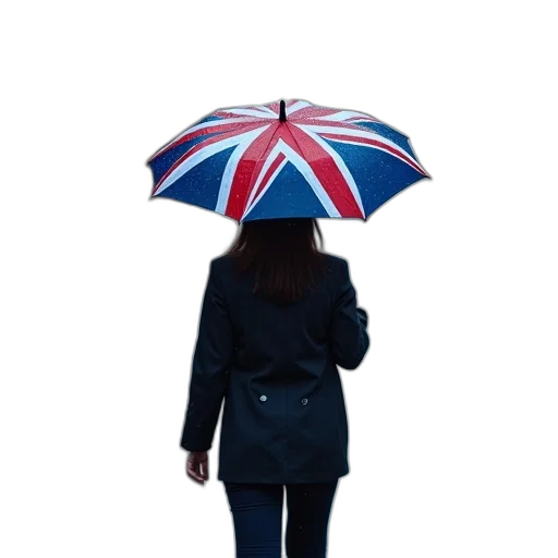 umbrella, jacket, staff, hat, rain, person, walking, down transparent PNG cut-out
