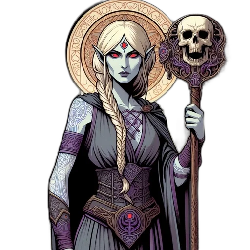 staff, comic book art, concept art, fantasy art, pixel art, dark, female, figure transparent PNG cut-out