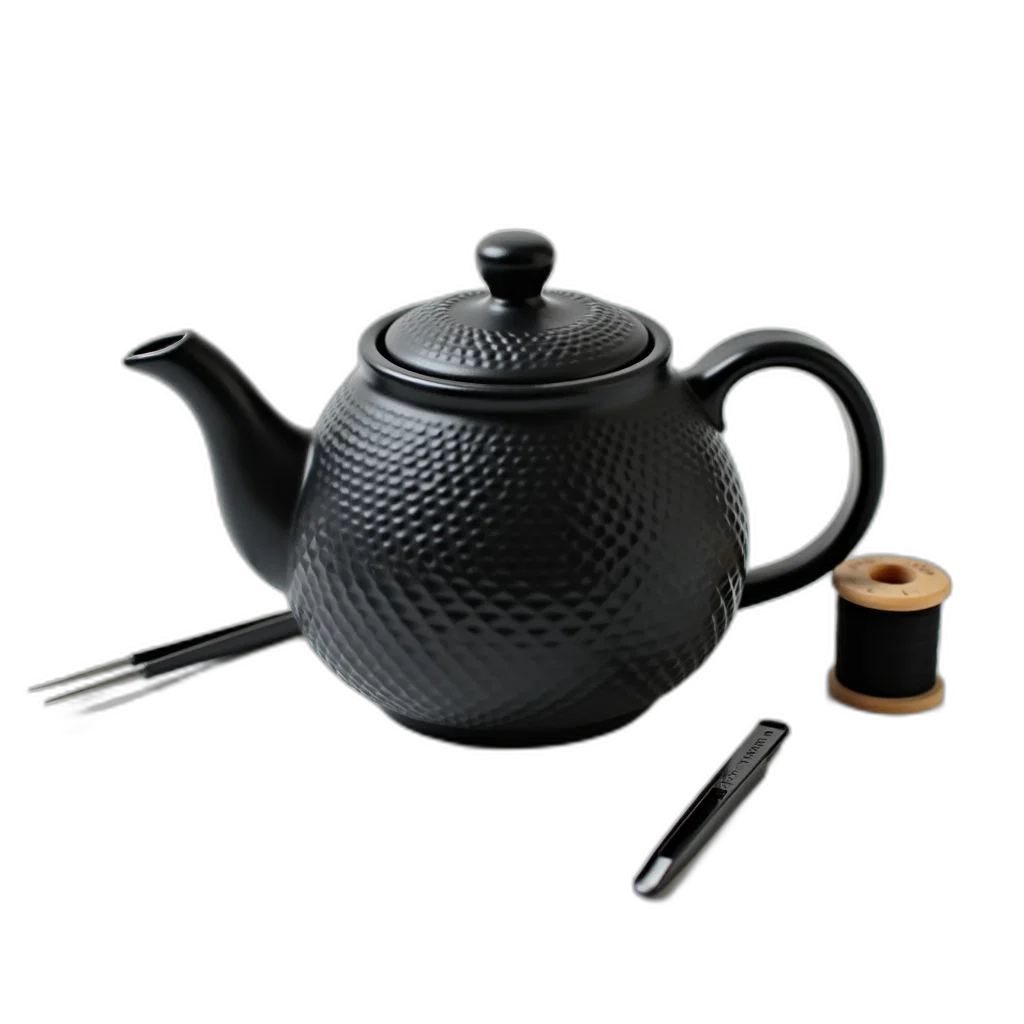 staff, photorealistic, 3d render, monochrome, black, teapot, textured, surface transparent PNG cut-out