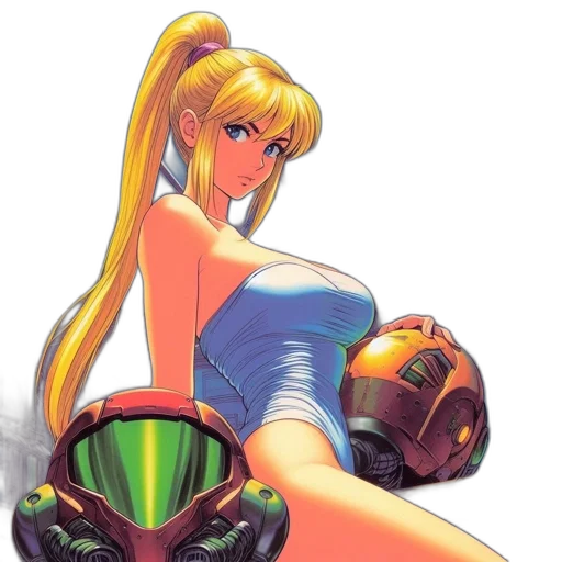 robot, dress, weapon, concept art, vaporwave, pixel art, anime, outer space transparent PNG cut-out