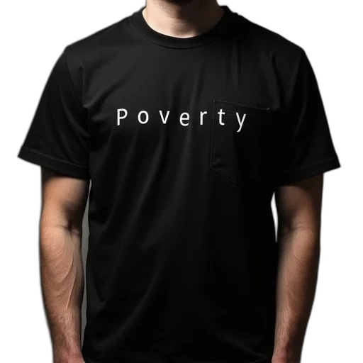 picture, man, wearing, black, pocket, shirt, word, poverty transparent PNG cut-out