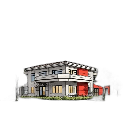 building, furniture, 3d render, concept art, photorealistic, pixel art, city street, red transparent PNG cut-out