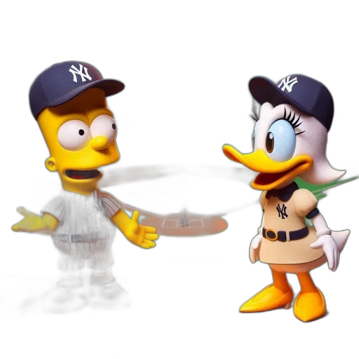 concept art, 3d render, cartoon, homer, simpson, daisy, duck, stand transparent PNG cut-out