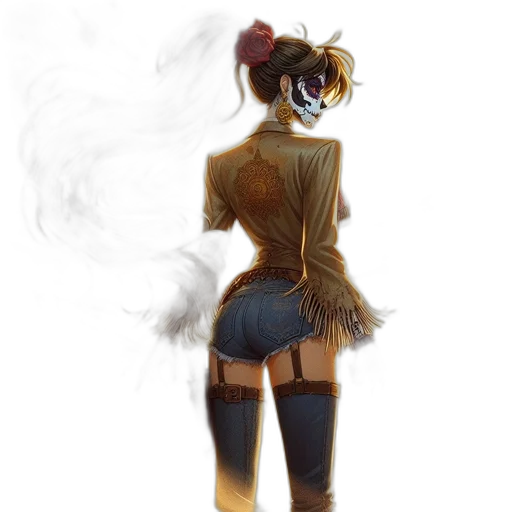 mask, dress, staff, jacket, concept art, watercolor, fantasy art, anime transparent PNG cut-out
